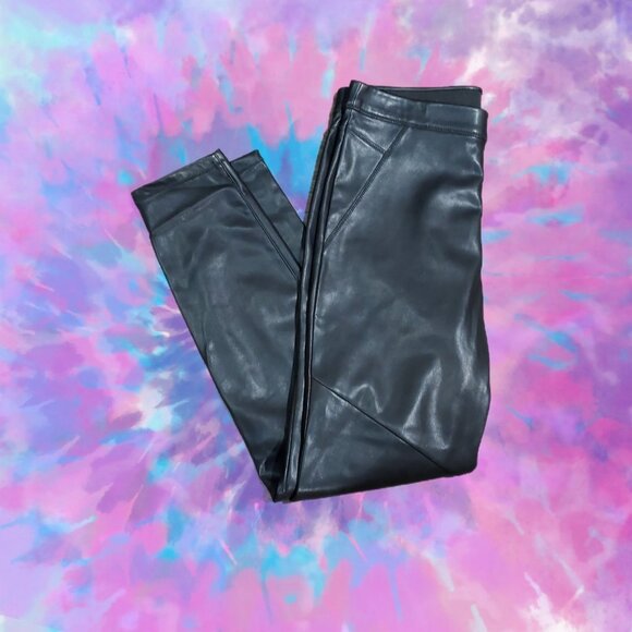 Free People Pull On Flux Leather Black Pants Size 29 Biker Skinny - Picture 2 of 13